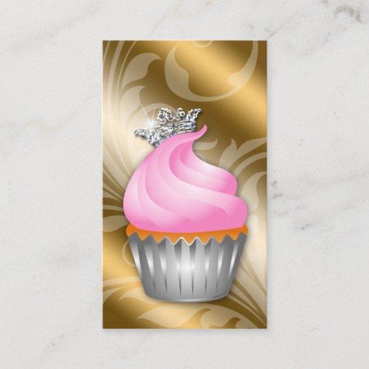 Cupcake Visitekaartje Crown Classy Gold Bronze (Voorkant)
