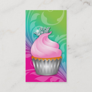 Cupcake Visitekaartje Crown Classy Pink Green