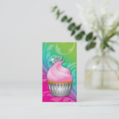 Cupcake Visitekaartje Crown Classy Pink Green (Staand voorkant)