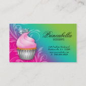 Cupcake Visitekaartje Crown Classy Pink Green (Achterkant)