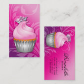 Cupcake Visitekaartje Crown Classy Pink Paars (Voorkant / Achterkant)