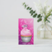 Cupcake Visitekaartje Crown Classy Pink Paars (Staand voorkant)