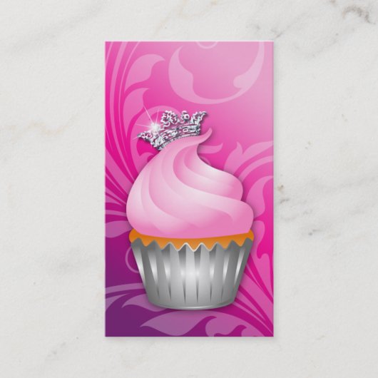 Cupcake Visitekaartje Crown Classy Pink Paars (Voorkant)