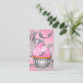 Cupcake Visitekaartje Crown Classy Silver Pink (Staand voorkant)