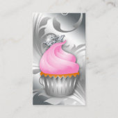 Cupcake Visitekaartje Crown Classy Silver Pink 2 (Voorkant)