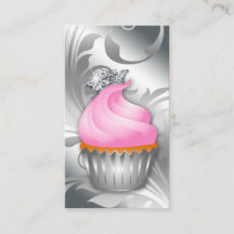 Cupcake Visitekaartje Crown Classy Silver Pink 2