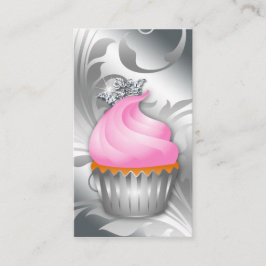 Cupcake Visitekaartje Crown Classy Silver Pink 2