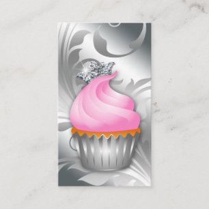 Cupcake Visitekaartje Crown Classy Silver Pink 2