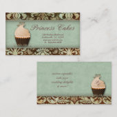 Cupcake Visitekaartje Crown Mint Brown (Voorkant / Achterkant)