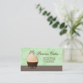 Cupcake Visitekaartje Crown Mint Brown Cream (Staand voorkant)