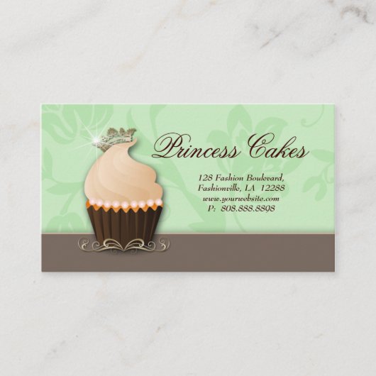 Cupcake Visitekaartje Crown Mint Brown Cream (Voorkant)