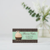 Cupcake Visitekaartje Crown Mint Brown Damask (Staand voorkant)
