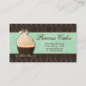 Cupcake Visitekaartje Crown Mint Brown Damask (Voorkant)