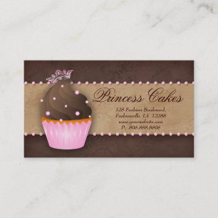 Cupcake Visitekaartje Crown Pink Brown Caramel