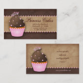 Cupcake Visitekaartje Crown Pink Brown Caramel (Voorkant / Achterkant)
