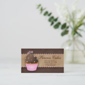 Cupcake Visitekaartje Crown Pink Brown Caramel (Staand voorkant)