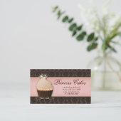 Cupcake Visitekaartje Crown Pink Brown Damask (Staand voorkant)