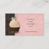 Cupcake Visitekaartje Crown Pink Brown Damask (Achterkant)
