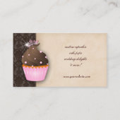 Cupcake Visitekaartje Crown Pink Brown Stippen (Achterkant)