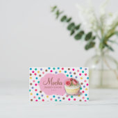 Cupcake Visitekaartje Cute Polka Dots (Staand voorkant)