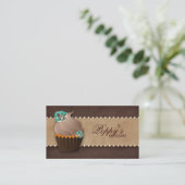 Cupcake Visitekaartje Floral Brown Blauwgroen (Staand voorkant)