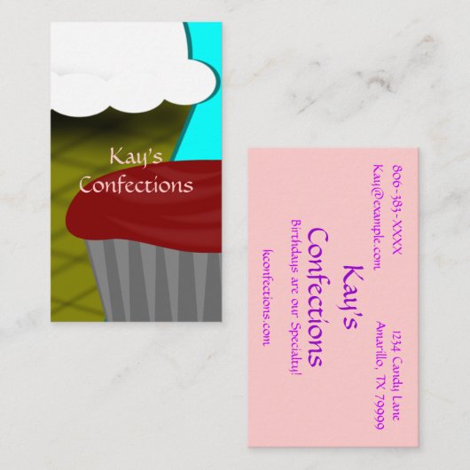 Cupcake Visitekaartje ijs (Voorkant / Achterkant)