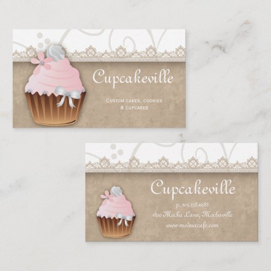 Cupcake Visitekaartje  Lace (Voorkant / Achterkant)