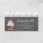 Cupcake Visitekaartje  Lace Pink Grey (Achterkant)