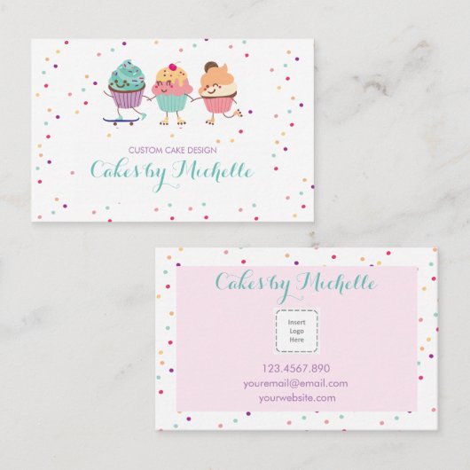 Cupcake-Visitekaartje voor bakkerijen Visitekaartje (Voorkant / Achterkant)