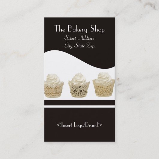Cupcake-Visitekaartjes op zwarte achtergrond Visitekaartje (Voorkant)