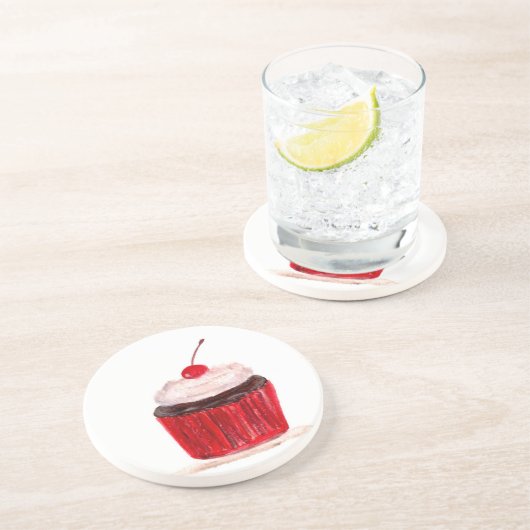 Cupcake-voedingskunst Zandsteen Onderzetter (Zijkant)