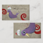 Cupcake-vogelduif-paars-zwenkrover-visitekaartje Visitekaartje (Voorkant / Achterkant)