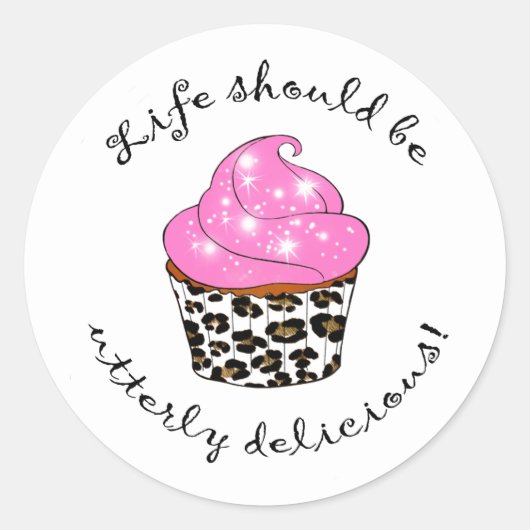Cupcake voor doos ronde sticker (Voorkant)