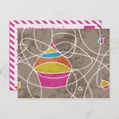 CUPCAKE vormt feestuitnodiging Uitnodiging Briefkaart (Voorkant / Achterkant)