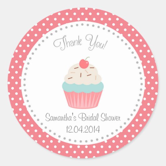 Cupcake Vrijgezellenfeest Dank u Sticker (Voorkant)