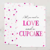 Cupcake Vrijgezellenfeest Teken | roze magenta Con Kaart (Voorkant / Achterkant)