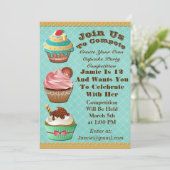 Cupcake Wars Bak Off Verjaardag Aqua Diamond Uitno Kaart (Staand voorkant)