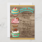 Cupcake Wars Bak Off Verjaardag Bruin Houten Uitno Kaart (Achterkant)