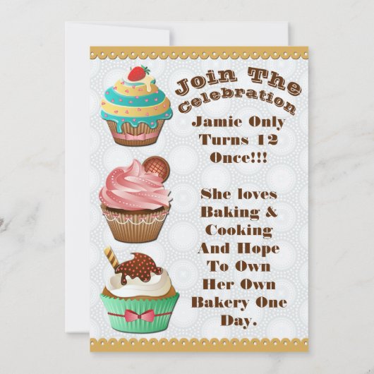 Cupcake Wars Bak Off Verjaardag Grijze Cirkels Uit Kaart (Achterkant)