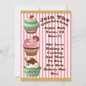 Cupcake Wars Bak Off Verjaardag Roze Gestreepte Ui Kaart (Achterkant)