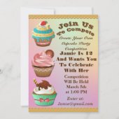 Cupcake Wars Bake off Birthday Aurora Multi Invite Kaart (Voorkant)