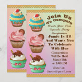 Cupcake Wars Bake off Birthday Aurora Multi Invite Kaart (Voorkant / Achterkant)