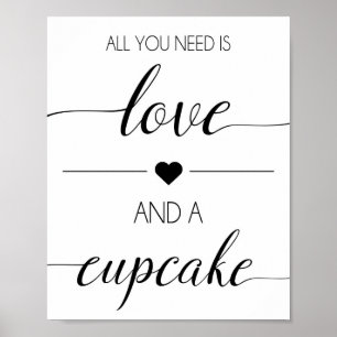 Cupcake Wedding Favor Sign   Tabel afdrukken verwe Poster