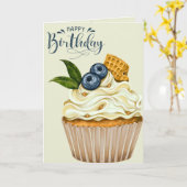 Cupcake Wensen Verjaardagskaart Kaart (Gele Bloem)