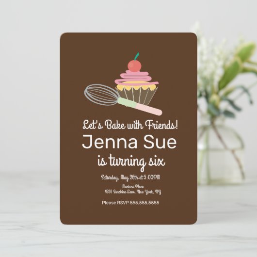 Cupcake Whisk Baking Birthday Party-gereedschap Kaart (Staand voorkant)