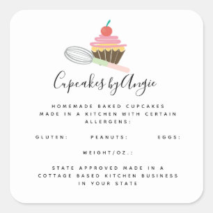 Cupcake Whisk Food Business Square Sticker