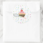 Cupcake Whisk Logo Spikkels Beloning Ronde Sticker (Tas)