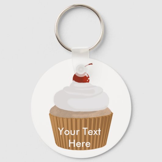 Cupcake-White en bruin Sleutelhanger (Voorkant)