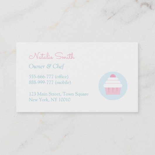 Cupcake White Frosting Pastry Bakery Cafe Visitekaartje (Achterkant)