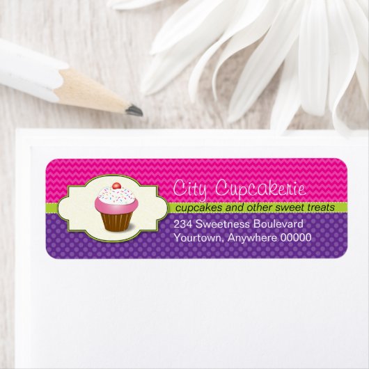Cupcake Winkeladres terugzendadres label (Insitu)